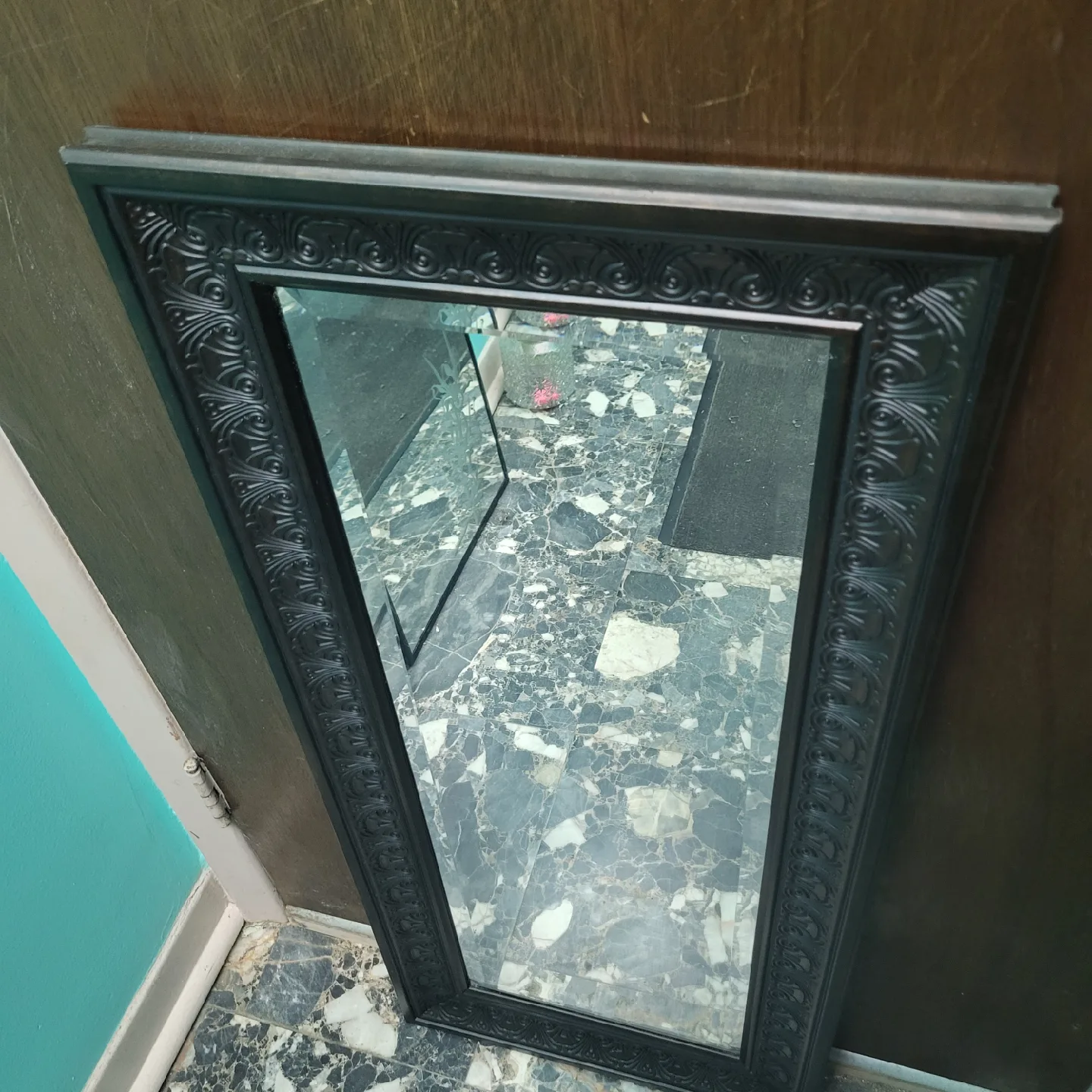 Black Framed Mirror 38 x 16 x 1.5 inches thumbnail