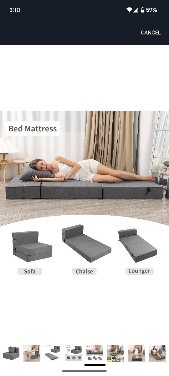 Foldable Sofa Bed Mattress - Grey - photo 4