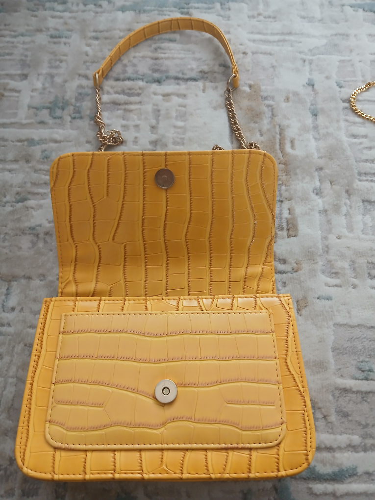Yellow Crocodile-Style Shoulder Bag - photo 2