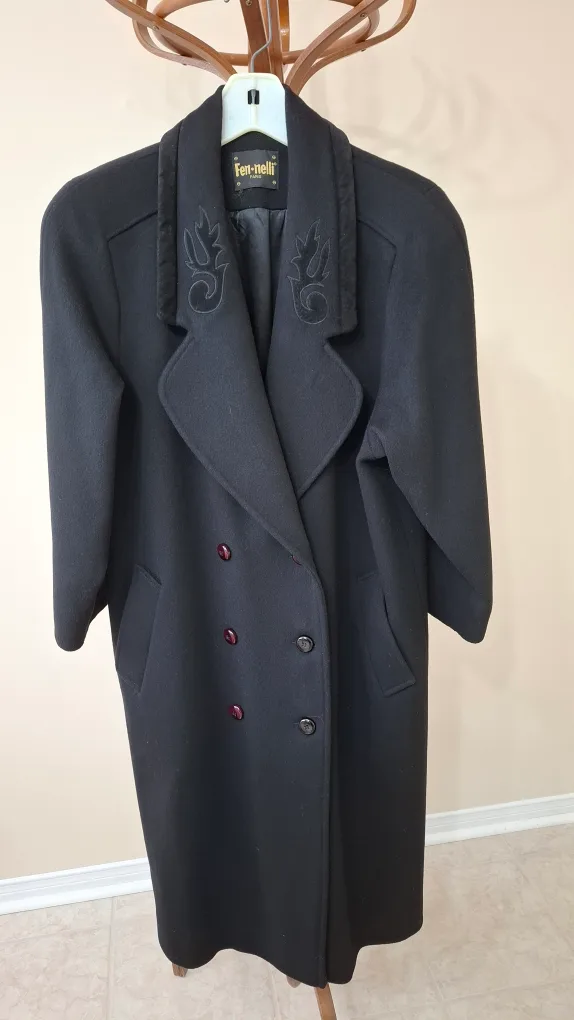 Vintage Fen-nelli Black Wool Coat thumbnail