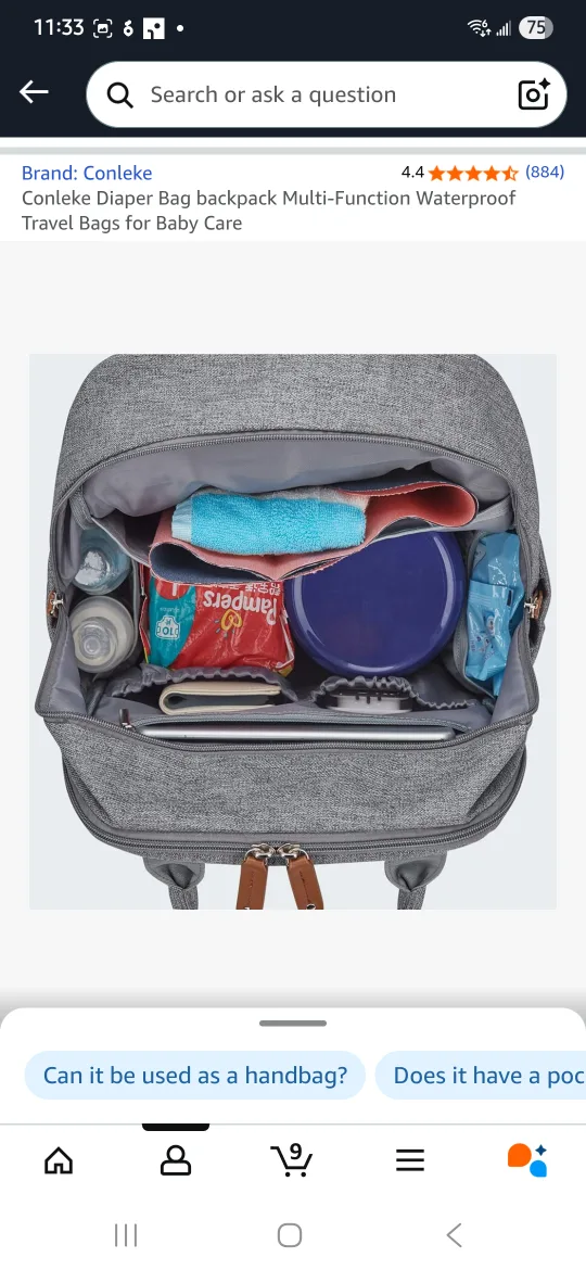 Conleke Diaper Bag Backpack - Multi-Function, Waterproof image indicator(3)