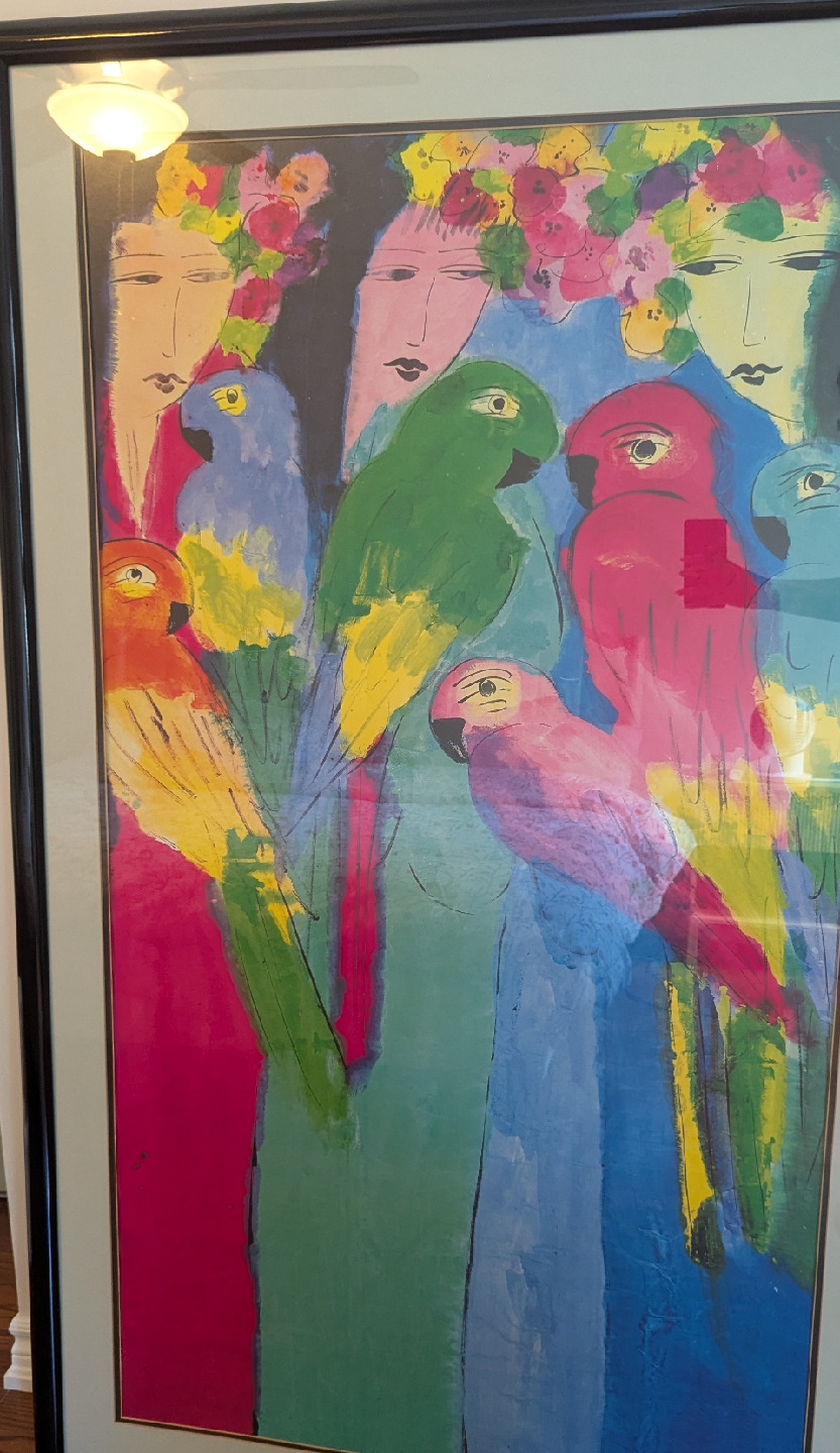 Framed Art Print with Parrots and Women - photo 4