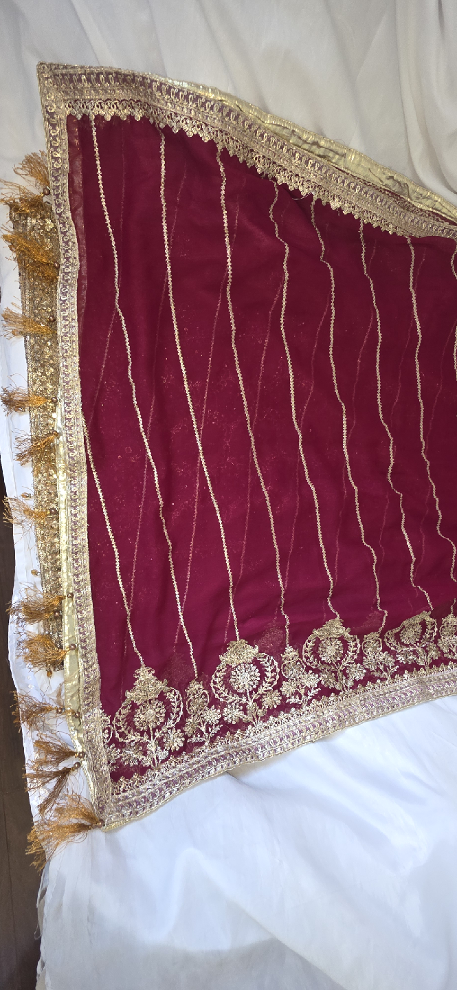 Embroidered Pakistani Dress - Gold & Maroon - photo 5