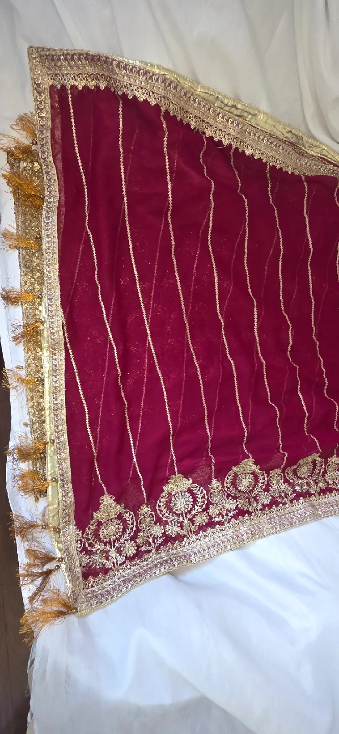 Embroidered Pakistani Dress - Gold & Maroon image indicator(5)