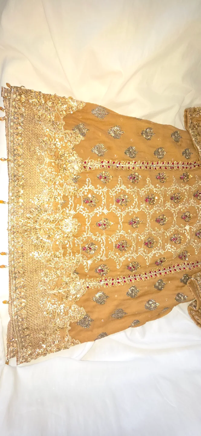 Embroidered Pakistani Dress - Gold & Maroon image indicator(9)