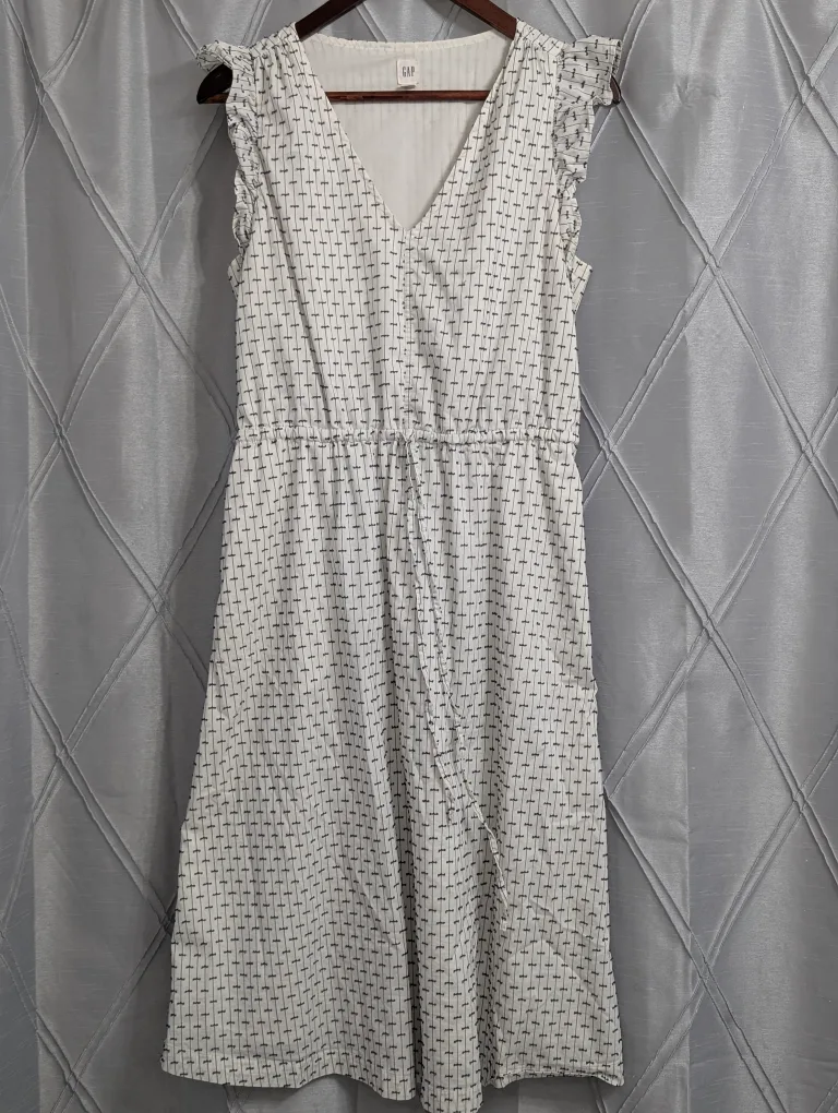 GAP White Patterned Dress - Size M thumbnail