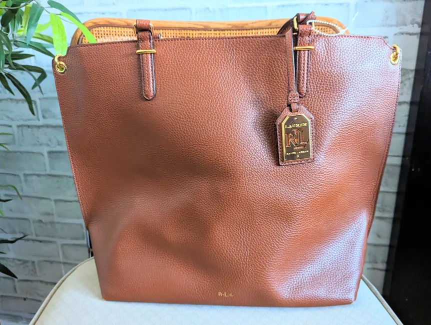 Lauren Ralph Lauren Brown Leather Tote Bag thumbnail