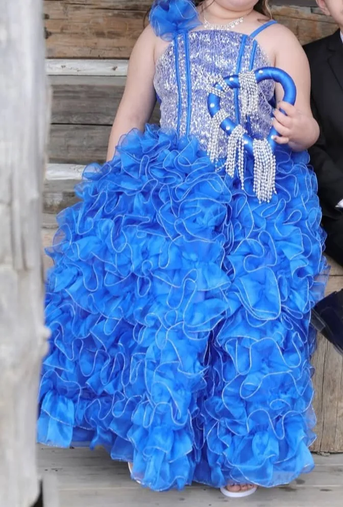 new size 12 Blue Ruffle Dress image indicator(3)