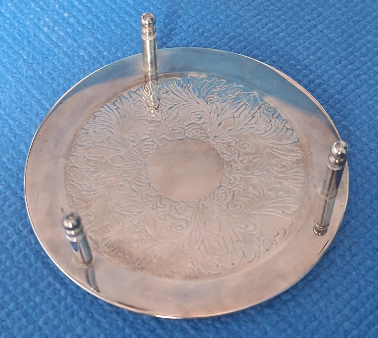 Vintage Silverplate Coaster Set with Stand image indicator(4)