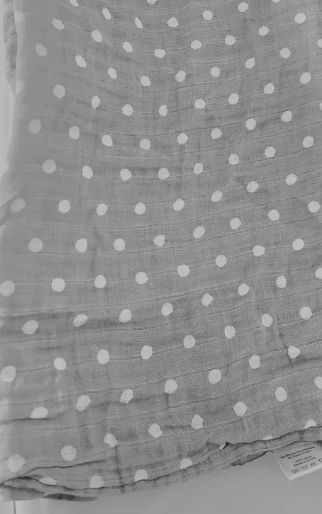 100% cotton Grey Swaddle Blanket with White Dots image indicator(3)