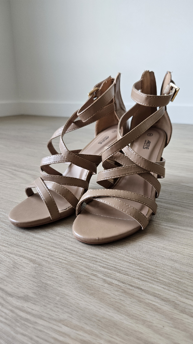 Beige Strappy Heels Size 9