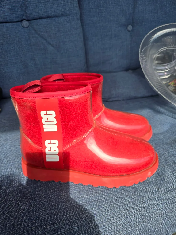 UGG Red Clear Boots, Size 8 new condition worn once thumbnail