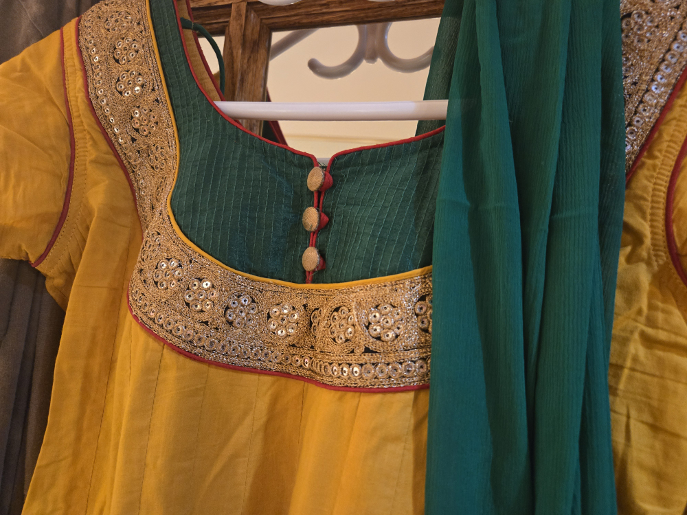 Yellow & Green Embroidered Salwar Kameez - photo 2