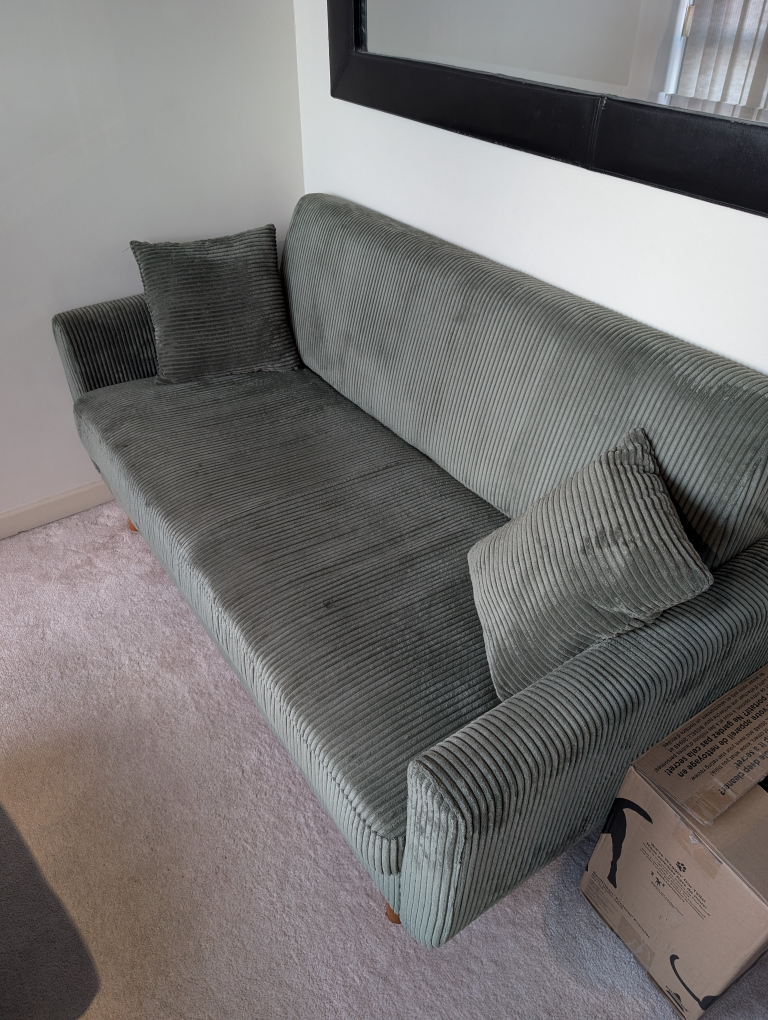 Green Corduroy Loveseat Sofa - photo 2