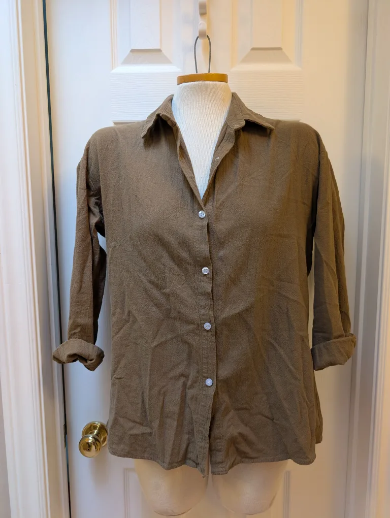 Olive Green Button-Up Shirt thumbnail