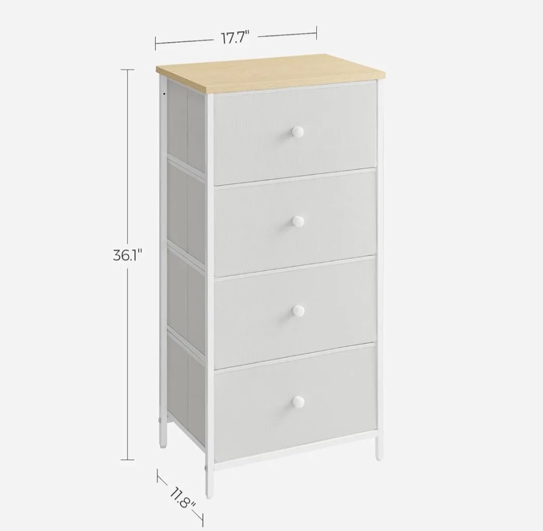 SONGMICS 4-Drawer Dresser, White image indicator(4)