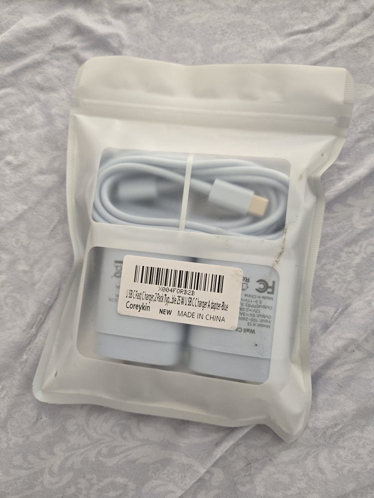 New Coreykin USB C Fast Charger 2-Pack - Blue