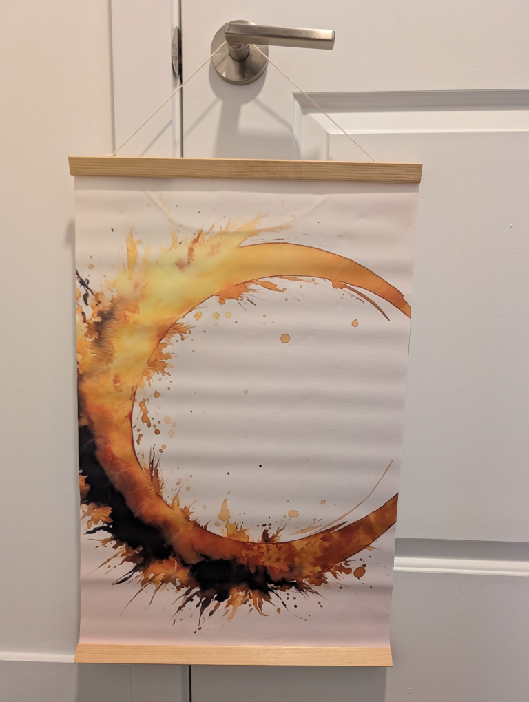 Abstract Art Print with Wooden Hanger