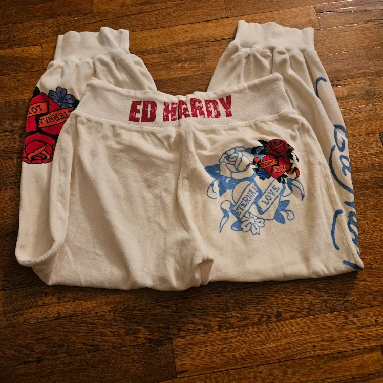 EdHardy Women Ivory Cotton Pants thumbnail