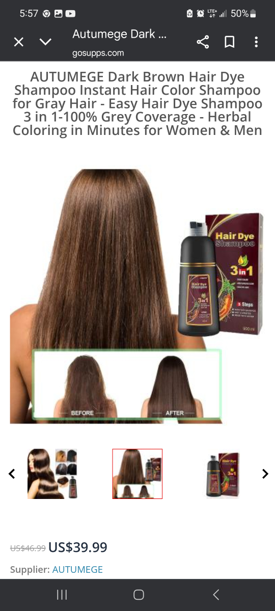 Autumege Herbal Hair Dye Shampoo black, 500ml - photo 4