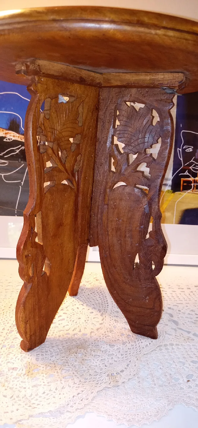 Hand Carved Indian Wooden Side Table - 11 inch image indicator(5)