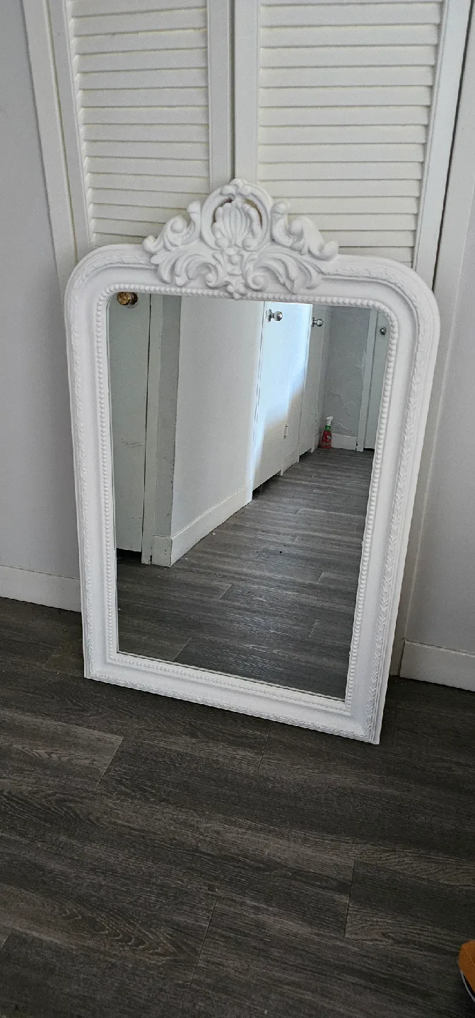 Large White Ornate Framed Mirror image indicator(2)