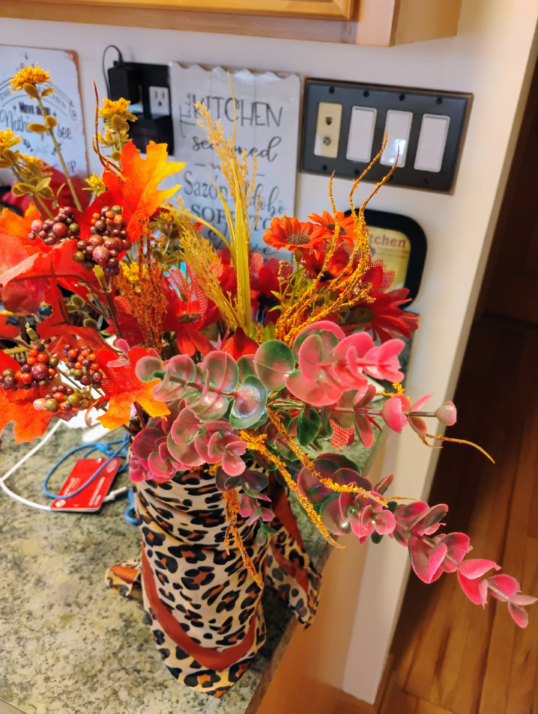 Fall Floral Arrangement with Vase - photo 3