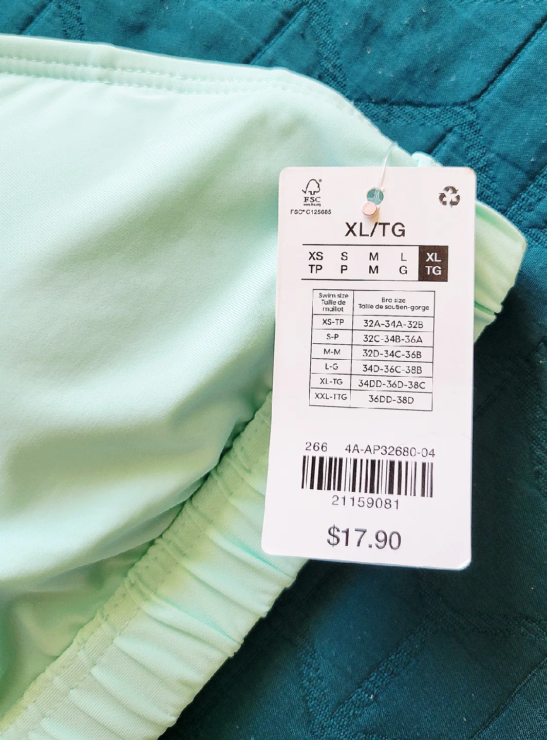 NEW - Ardene - Mint Green Swimsuit Set - Size L & XL image indicator(6)