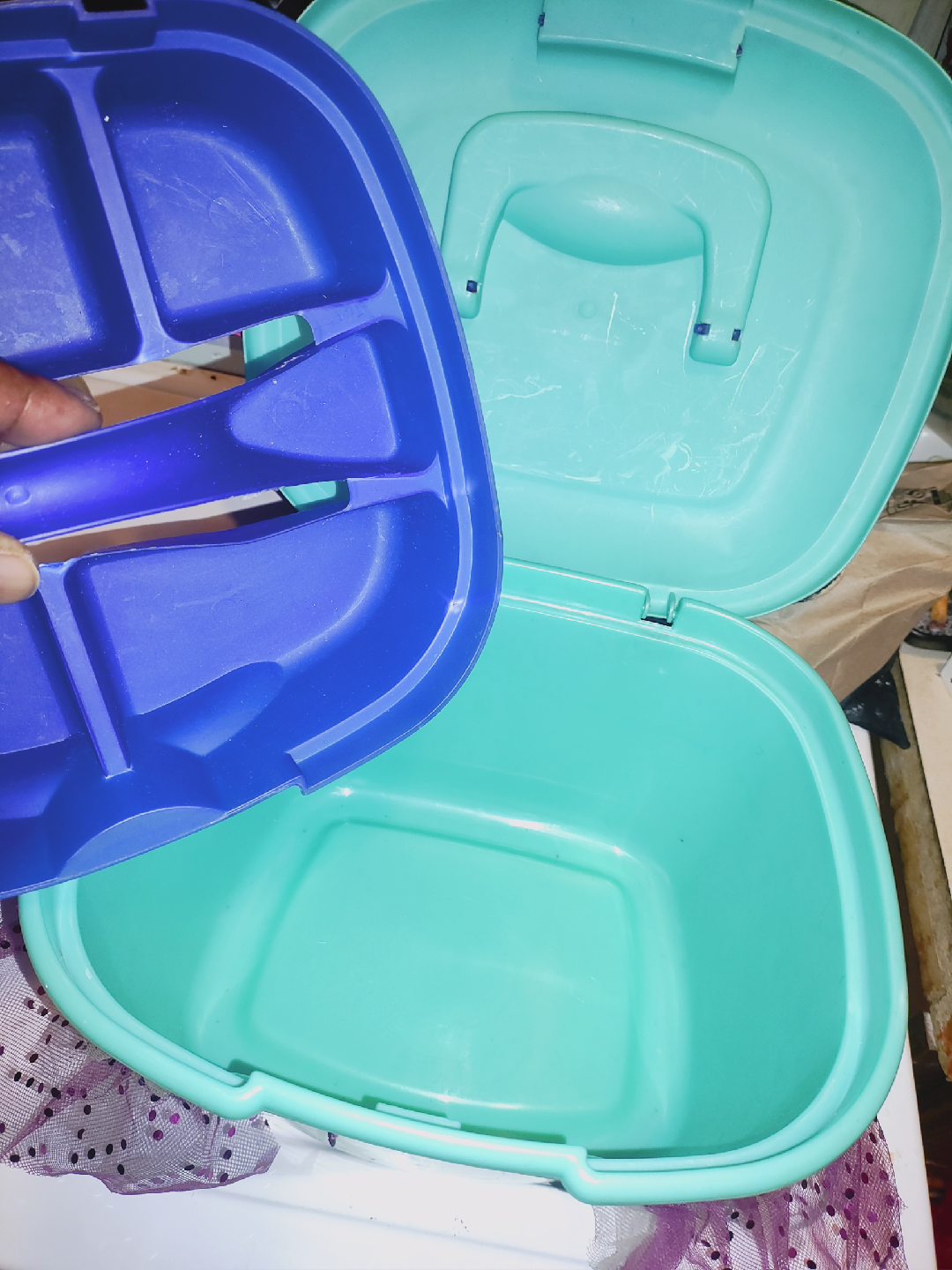 🥕Turquoise & Purple Decorated Craftstor Storage Box - photo 5