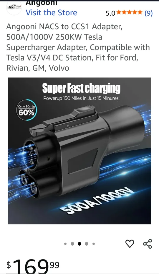 NACS to CCS1 CHARGING ADAPTER for TESLA, FORD, GM, VOLVO