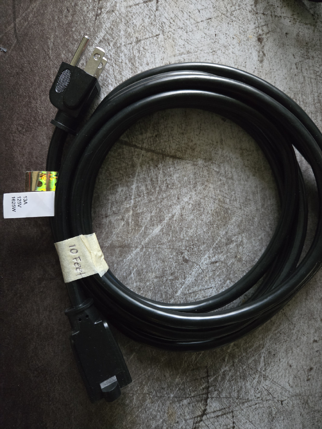 10 Feet Black Power Cord