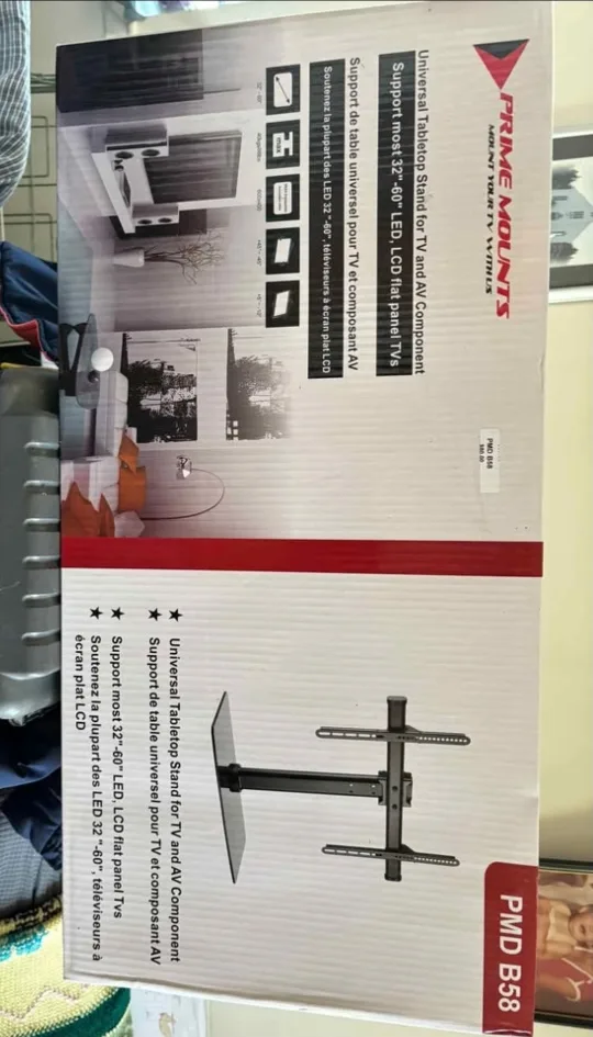 BNIB Prime Mounts PMD B58 Universal Tabletop TV STAND image indicator(4)
