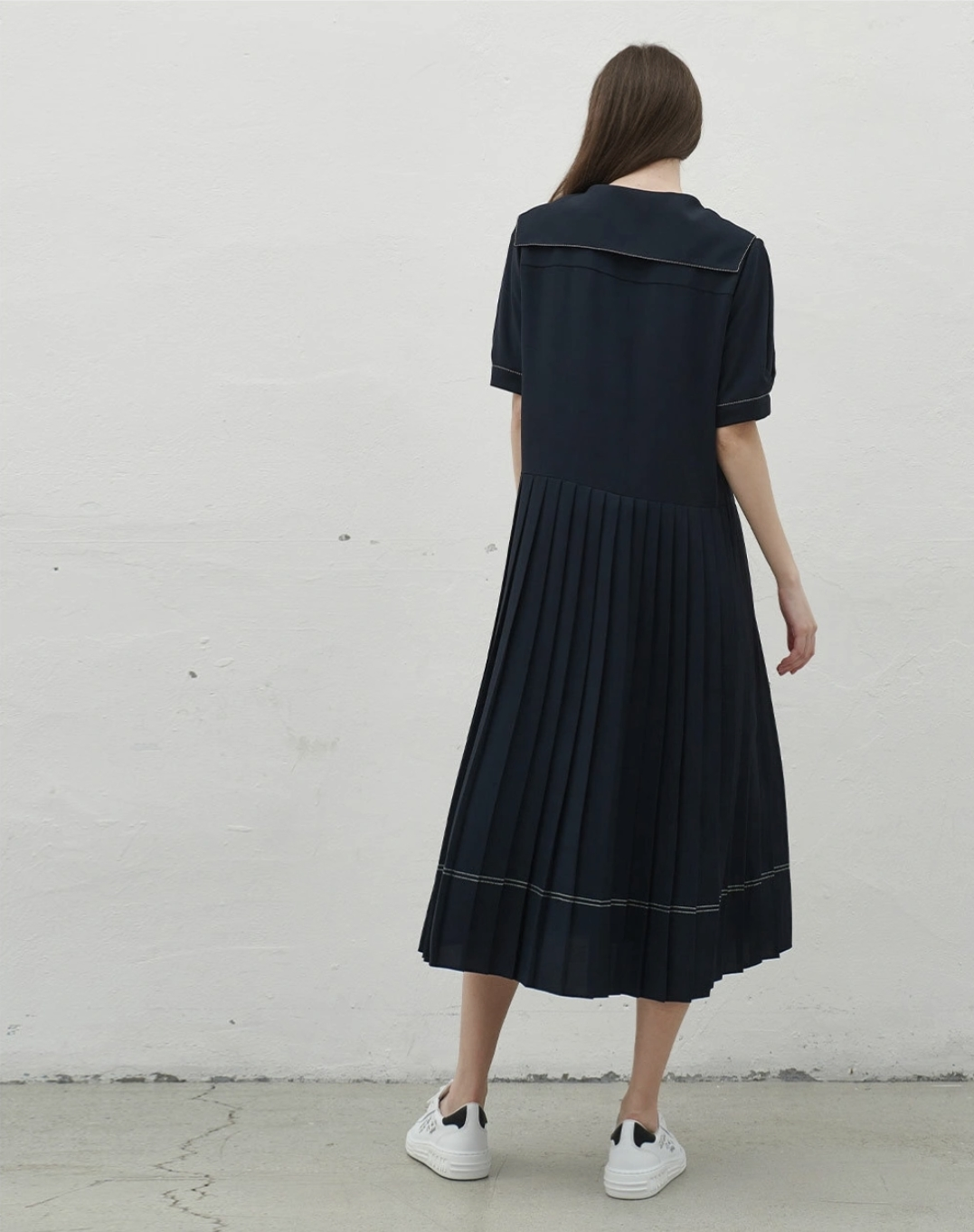 Navy Pleated Dress - photo 3