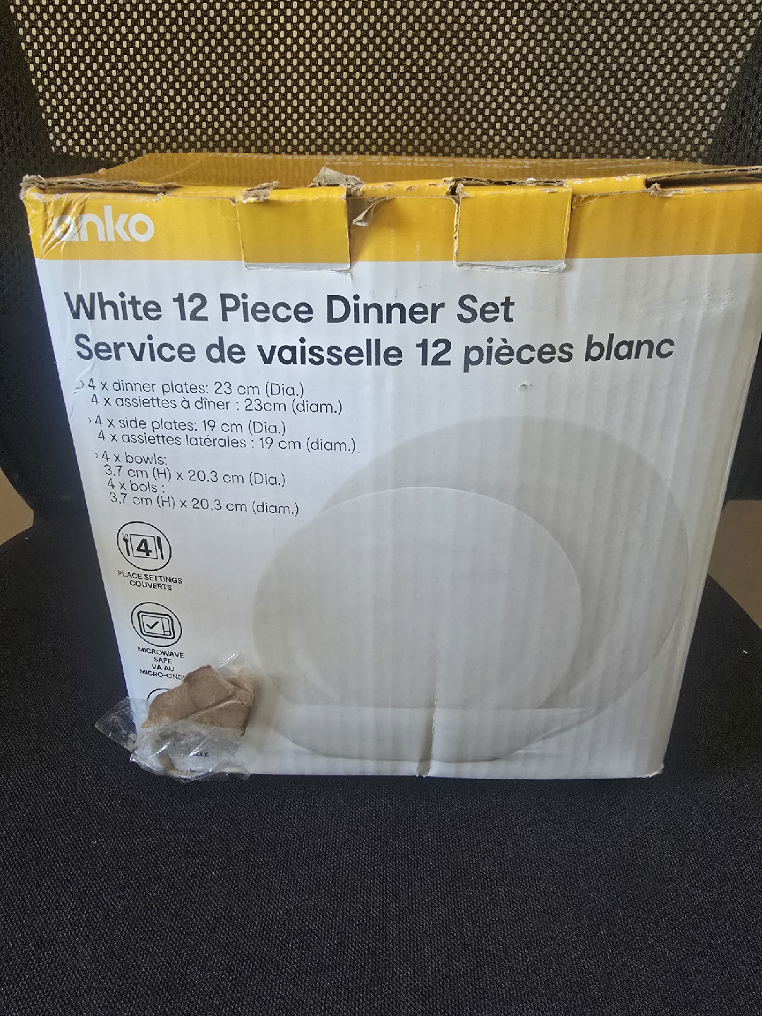 Anko White 12 Piece Dinner Set - New in box