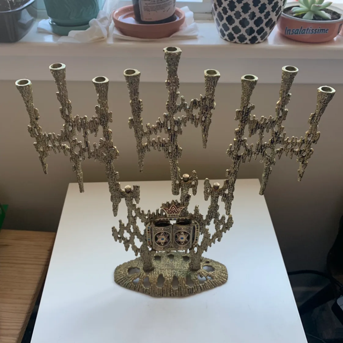 Vintage brass menorah thumbnail