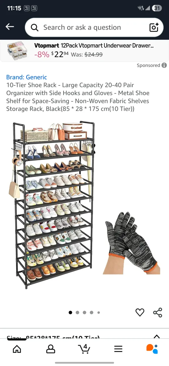 10-Tier Shoe Rack - Large Capacity thumbnail