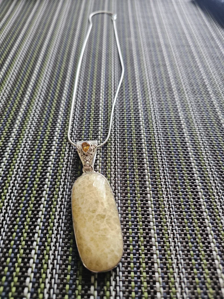 Sterling Silver Necklace with Citrine Gemstone Pendant thumbnail