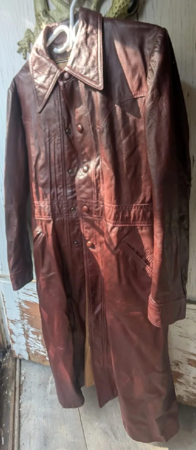Vintage Brown Leather Trench Coat thumbnail