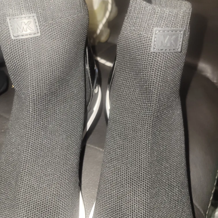 Michael Kors Black Knit & Patent Leather Sneakers thumbnail
