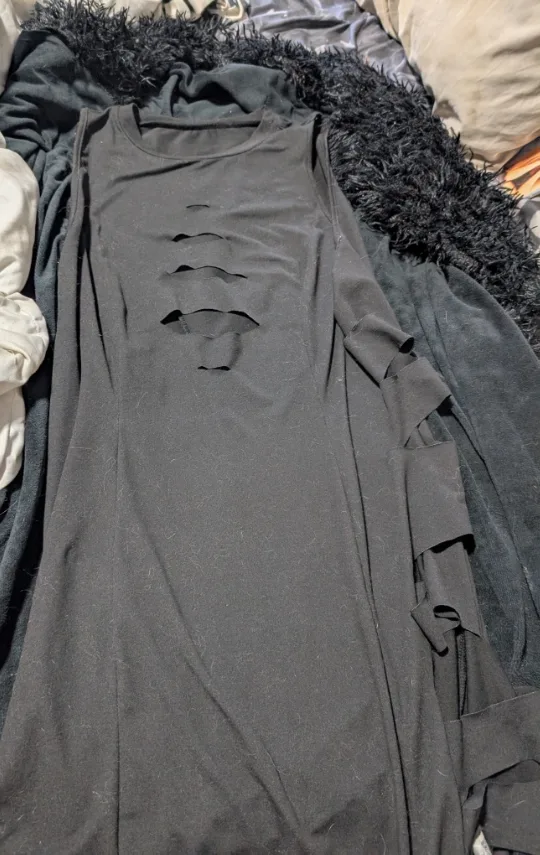 Black Sleeveless Ripped Dress thumbnail