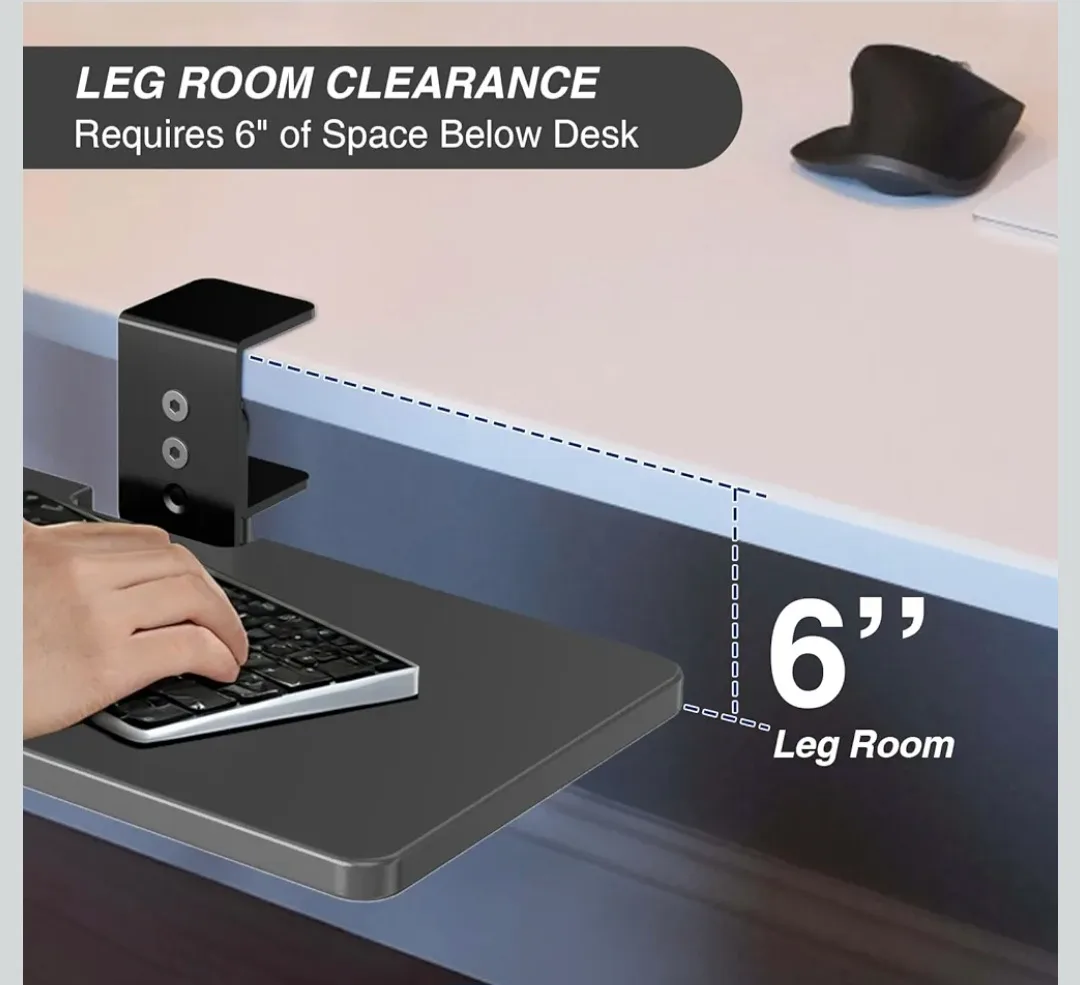 Large Under Desk 360° Rotatable Computer Tray 23"x10" image indicator(6)