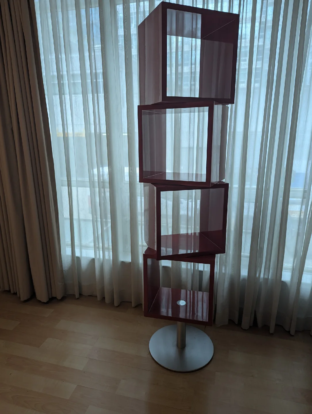 Burgundy Rotating Cube Bookshelf thumbnail