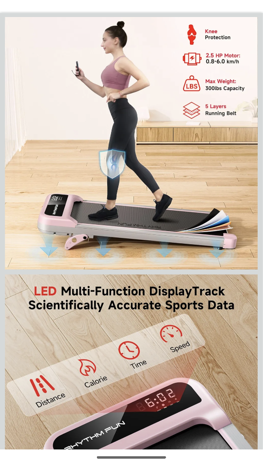 Walking Pad Treadmill M4138A – New! Pink color - photo 5
