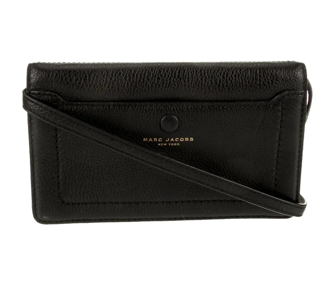 NEW! MARC JACOBS Black Leather Crossbody Wallet image indicator(4)