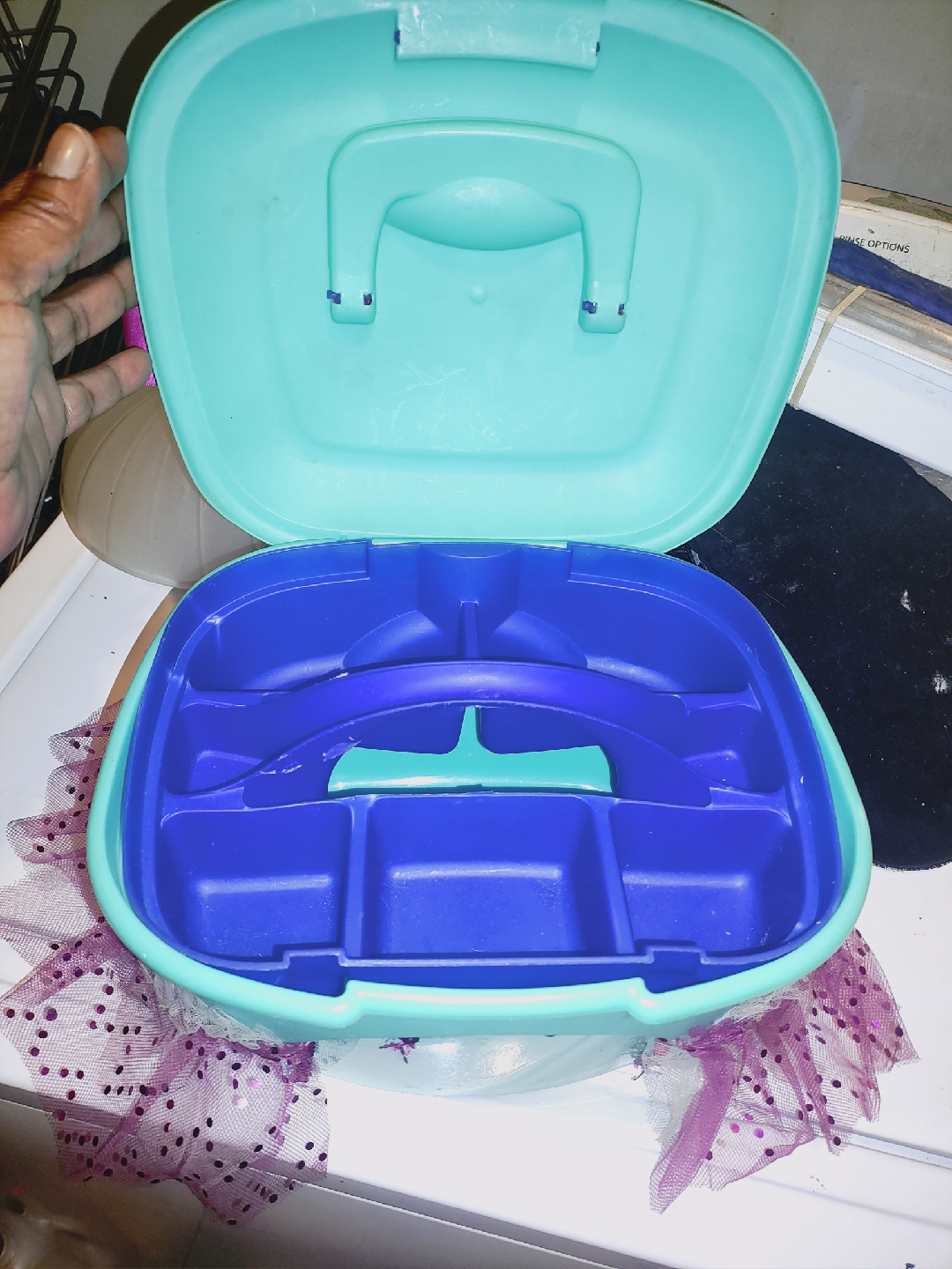 🥕Turquoise & Purple Decorated Craftstor Storage Box - photo 4