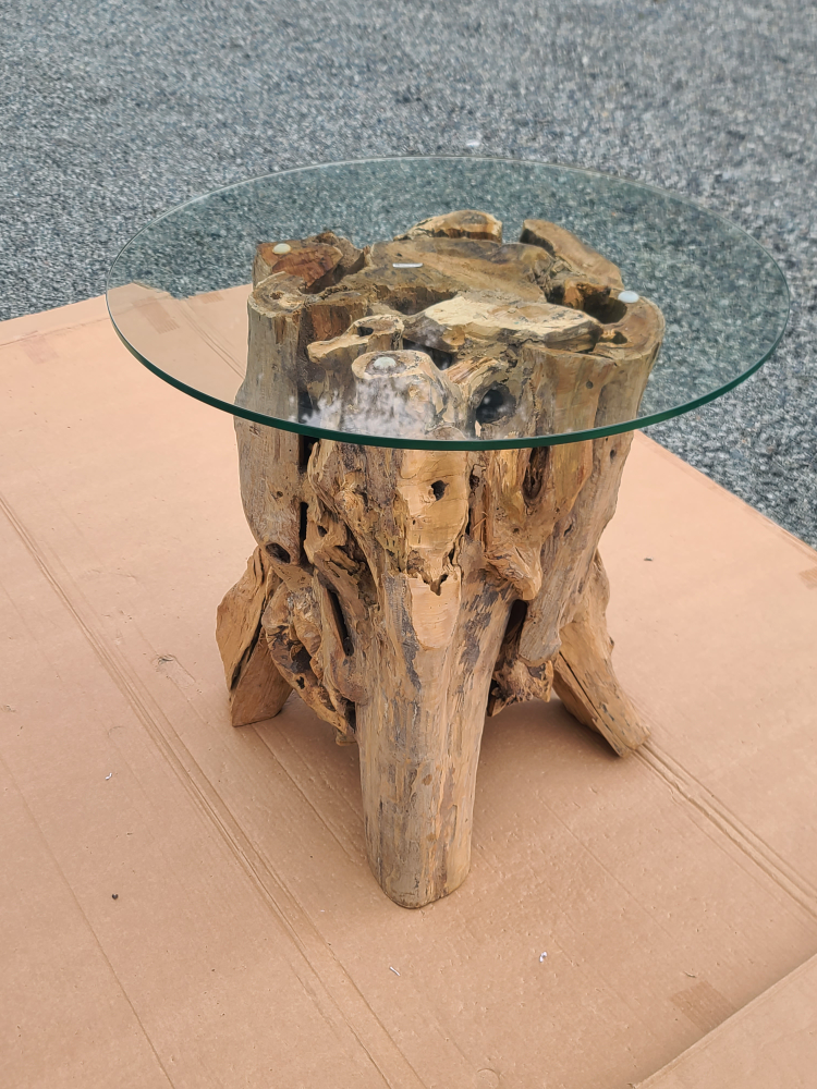 Driftwood Coffee Table with Glass Top - photo 3