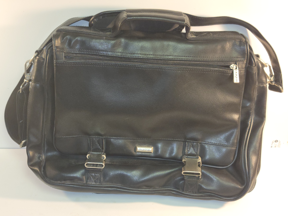 Buxton Black Leather Laptop Bag w Carry Strap **Like NEW** - photo 3