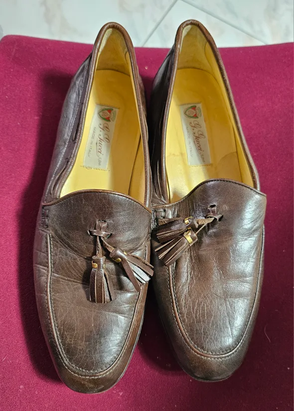Gucci Brown Leather Tassel Loafers Size 43 thumbnail