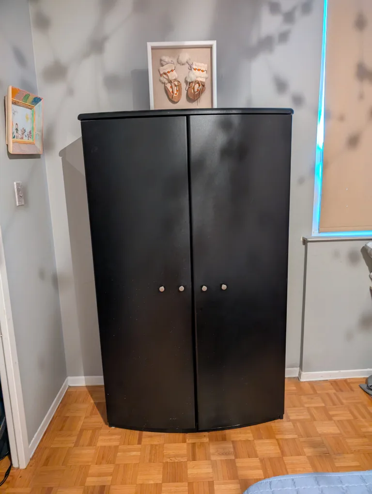 Black Wardrobe with Drawers and Shelves thumbnail