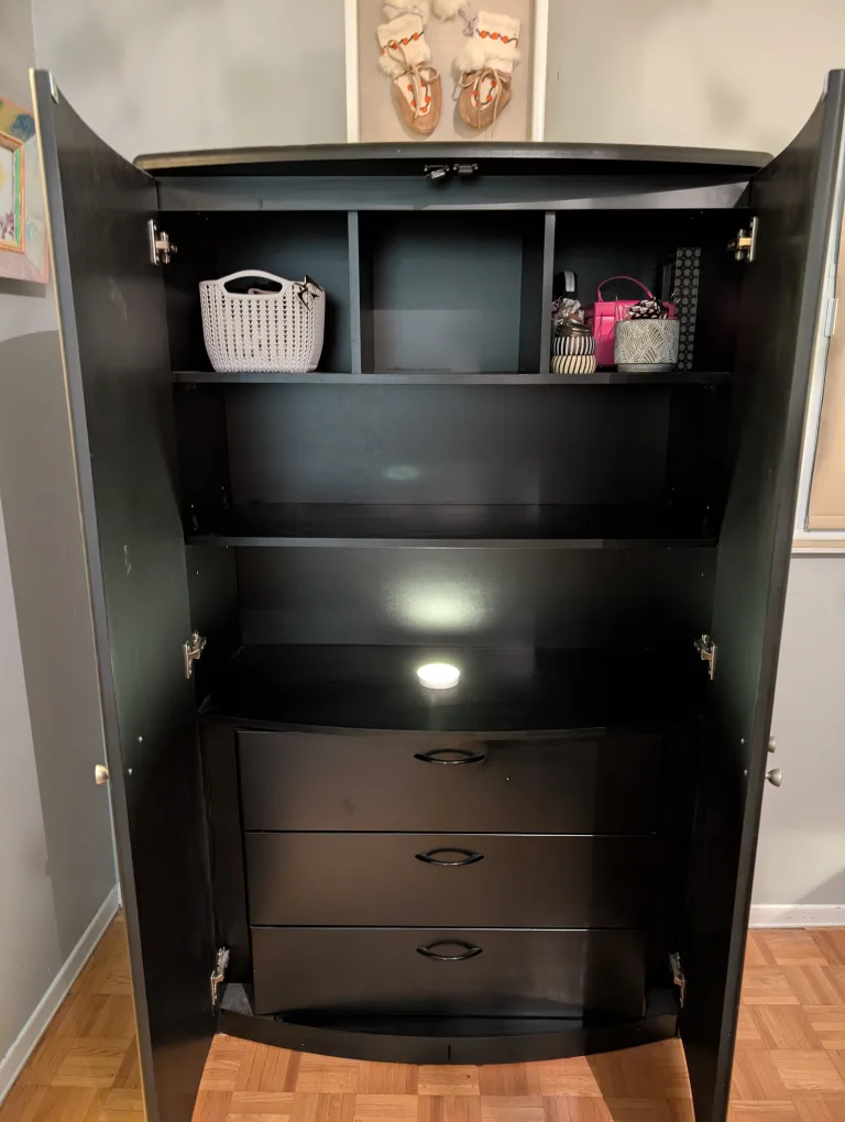 Black Wardrobe with Drawers and Shelves image indicator(3)